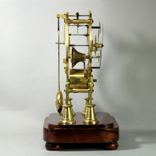 A SMALL MID 19TH CENTURY ENGLISH FUSEE SKELETON CLOCK WITH LYRE PLATES AND SQUARE GLASS DOMECIRCA 1845 - ADDITIONAL PHOTO 8