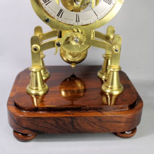 A SMALL MID 19TH CENTURY ENGLISH FUSEE SKELETON CLOCK WITH LYRE PLATES AND SQUARE GLASS DOMECIRCA 1845 - ADDITIONAL PHOTO 9