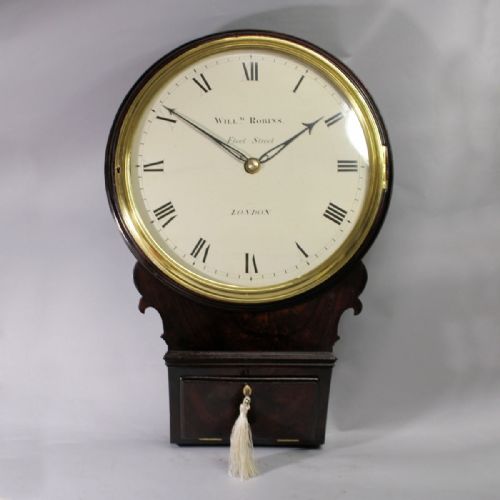 english dropdial wall clock with sidewinding fusee movement wooden dial and thwaites movementcirca 1802 - CATEGORY: ANTIQUE CLOCKS - DATED 1800
