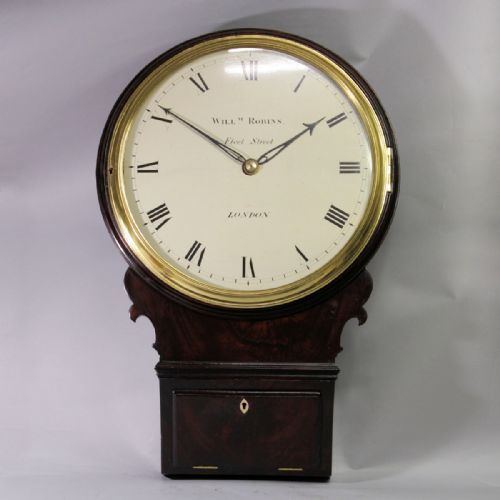 ENGLISH DROPDIAL WALL CLOCK WITH SIDEWINDING FUSEE MOVEMENT WOODEN DIAL AND THWAITES MOVEMENTCIRCA 1802 - ADDITIONAL PHOTO 1