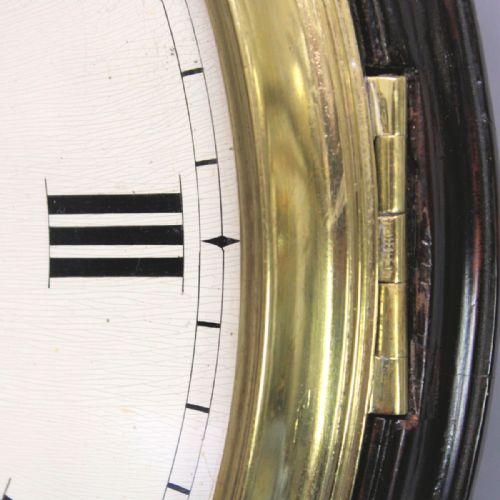 ENGLISH DROPDIAL WALL CLOCK WITH SIDEWINDING FUSEE MOVEMENT WOODEN DIAL AND THWAITES MOVEMENTCIRCA 1802 - ADDITIONAL PHOTO 6