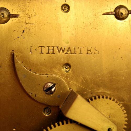 ENGLISH DROPDIAL WALL CLOCK WITH SIDEWINDING FUSEE MOVEMENT WOODEN DIAL AND THWAITES MOVEMENTCIRCA 1802 - ADDITIONAL PHOTO 14