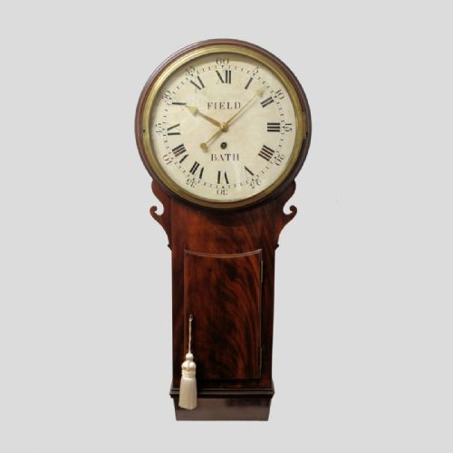 small mahogany tavern clock with a white wooden dial by thomas field of bathcirca 1790 - CATEGORY: ANTIQUE CLOCKS - DATED 18TH CENTURY