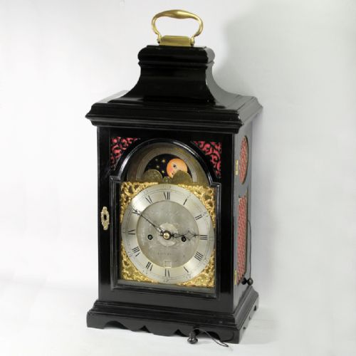 ENGLISH VERGE ESCAPEMENT EBONISED BRACKET CLOCK WITH PHASESOFTHEMOON AND ALARUM CIRCA 1785 - ADDITIONAL PHOTO 2