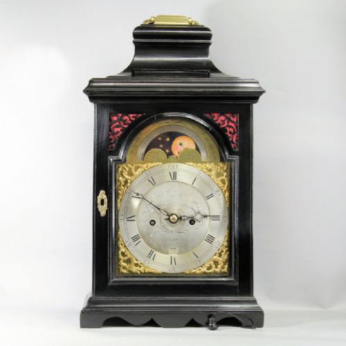 ENGLISH VERGE ESCAPEMENT EBONISED BRACKET CLOCK WITH PHASESOFTHEMOON AND ALARUM CIRCA 1785 - ADDITIONAL PHOTO 3