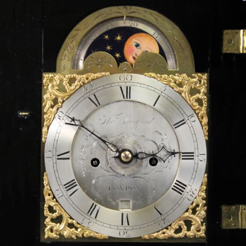 ENGLISH VERGE ESCAPEMENT EBONISED BRACKET CLOCK WITH PHASESOFTHEMOON AND ALARUM CIRCA 1785 - ADDITIONAL PHOTO 5