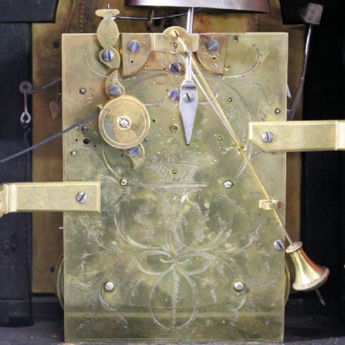 ENGLISH VERGE ESCAPEMENT EBONISED BRACKET CLOCK WITH PHASESOFTHEMOON AND ALARUM CIRCA 1785 - ADDITIONAL PHOTO 14