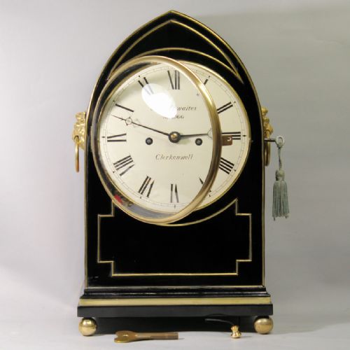 LANCET SHAPED STRIKING BRACKET CLOCK WITH RARE FEATURE BY JOHN THWAITES OF CLERKENWELLCIRCA 1809 - ADDITIONAL PHOTO 1
