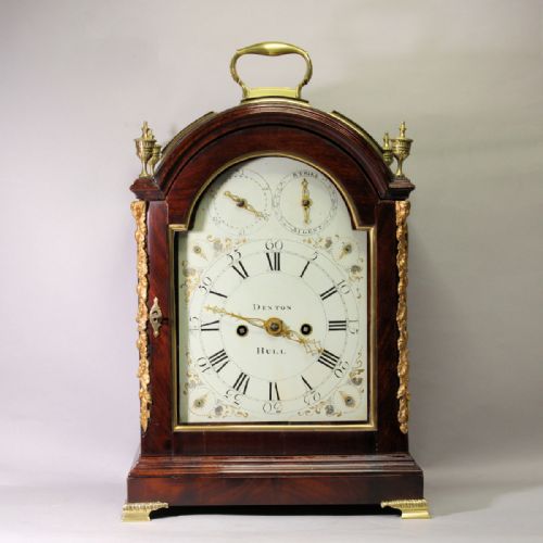 verge escapement bracket clock with a mahogany triplepad top case and painted dial by joseph denton of hullcirca 1810 - CATEGORY: ANTIQUE CLOCKS - DATED 19TH CENTURY
