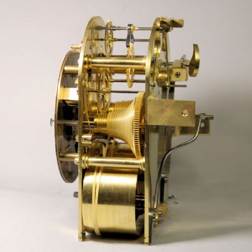 VERY SMALL DOUBLE FUSEE STRIKING BRACKET OR MANTEL CLOCK IN AN INLAID MAHOGANY CASECIRCA 1810 - ADDITIONAL PHOTO 9