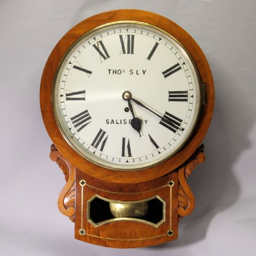 english fusee drop dial in a walnut case by thomas sly of salisburycirca 1870 - CATEGORY: ANTIQUE CLOCKS - DATED 1870
