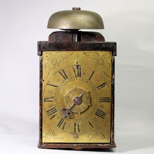 RARE ENGLISH WEIGHT DRIVEN WALL CLOCK WITH ALRUM BY JAMES WOODCIRCA LATE 17TH CENTURY - ADDITIONAL PHOTO 1