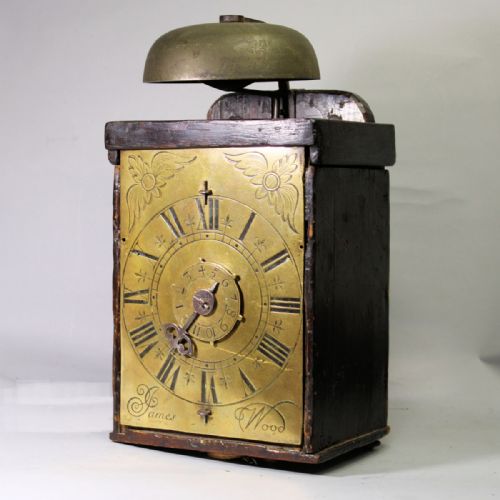 RARE ENGLISH WEIGHT DRIVEN WALL CLOCK WITH ALRUM BY JAMES WOODCIRCA LATE 17TH CENTURY - ADDITIONAL PHOTO 2
