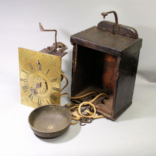 RARE ENGLISH WEIGHT DRIVEN WALL CLOCK WITH ALRUM BY JAMES WOODCIRCA LATE 17TH CENTURY - ADDITIONAL PHOTO 6
