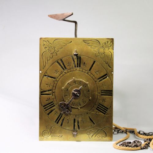 RARE ENGLISH WEIGHT DRIVEN WALL CLOCK WITH ALRUM BY JAMES WOODCIRCA LATE 17TH CENTURY - ADDITIONAL PHOTO 9