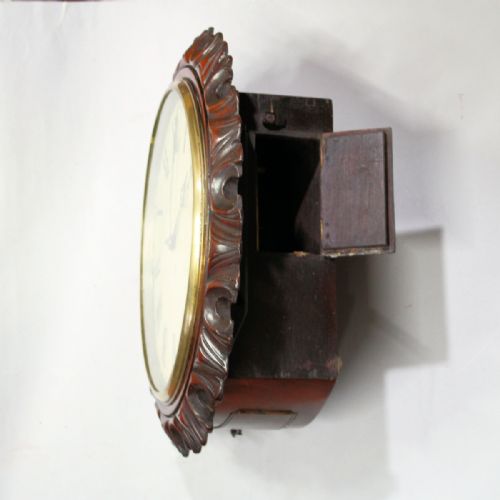 ENGLISH FUSEE DIAL CLOCK WITH A CARVED MAHOGANY SURROUNDCIRCA 1880 - ADDITIONAL PHOTO 3