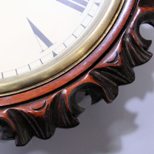 ENGLISH FUSEE DIAL CLOCK WITH A CARVED MAHOGANY SURROUNDCIRCA 1880 - ADDITIONAL PHOTO 5