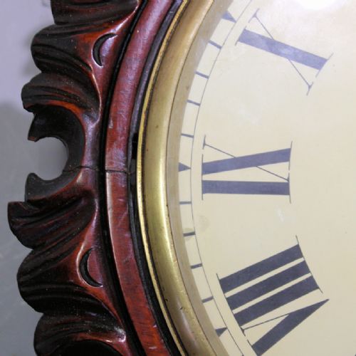 ENGLISH FUSEE DIAL CLOCK WITH A CARVED MAHOGANY SURROUNDCIRCA 1880 - ADDITIONAL PHOTO 6