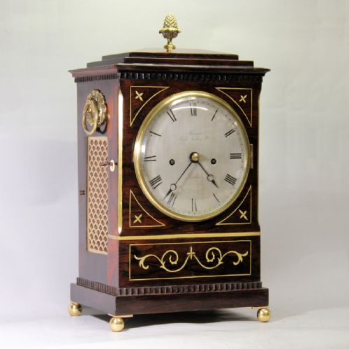 AN EXCEPTIONALLY FINE ROSEWOOD CHAMFER TOP BRACKET CLOCK BY ALEXANDER PURVISCIRCA 1830 - ADDITIONAL PHOTO 1