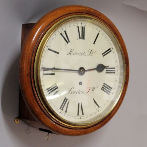 A SMALL OAK FUSEE ENGLISH DIAL WALL CLOCKRETAILED BY HARRODSCIRCA 1890 - ADDITIONAL PHOTO 1