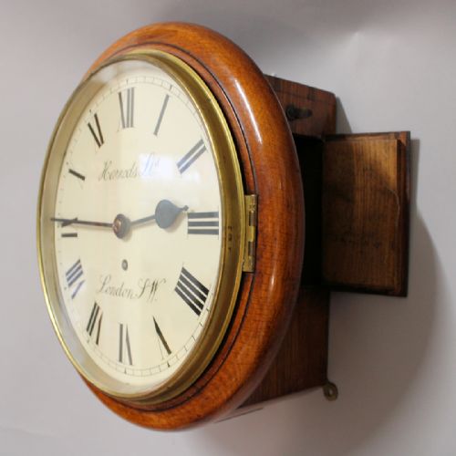 A SMALL OAK FUSEE ENGLISH DIAL WALL CLOCKRETAILED BY HARRODSCIRCA 1890 - ADDITIONAL PHOTO 2