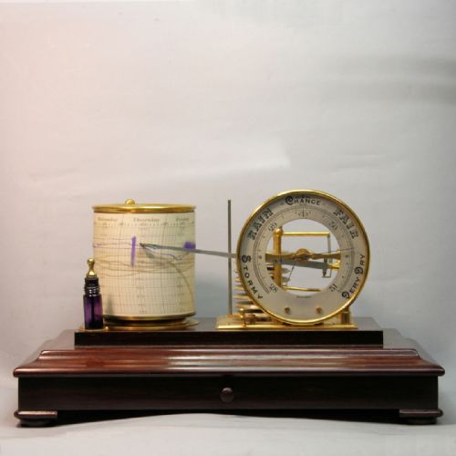 A SUPERIOR EDWARDIAN BAROGRAPH WITH ADDITIONAL ANEROID CHAPTER RING IN A 5GLASS MAHOGANY CASECIRCA 1910 - ADDITIONAL PHOTO 4
