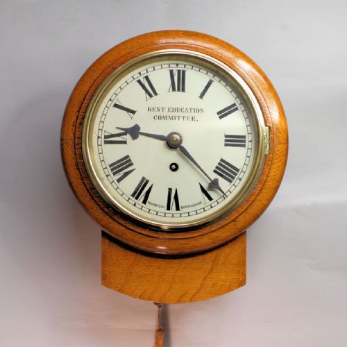 SMALL ENGLISH FUSEE DROPDIAL WALL CLOCK WITH AN 8 DIAL AND LIGHT OAK CASECIRCA 1905 - ADDITIONAL PHOTO 3
