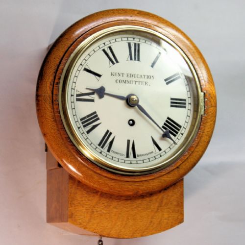 SMALL ENGLISH FUSEE DROPDIAL WALL CLOCK WITH AN 8 DIAL AND LIGHT OAK CASECIRCA 1905 - ADDITIONAL PHOTO 6