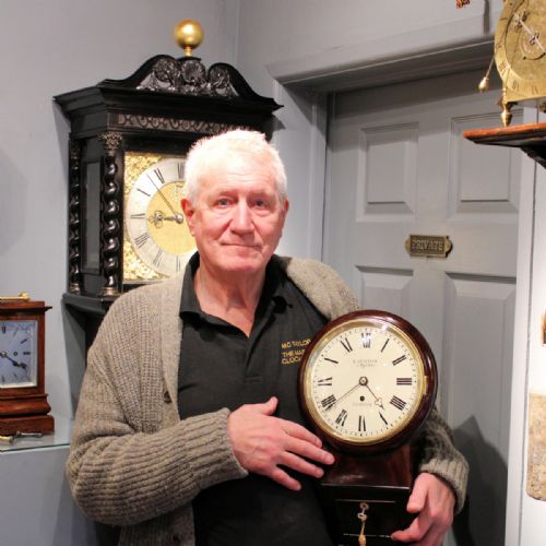 SMALL FUSEE DROPDIAL WALL CLOCK WITH A CHISEL BOTTOM MAHOGANY CASE 8 INCH DIALCIRCA 1878 - ADDITIONAL PHOTO 1