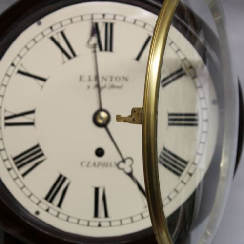 SMALL FUSEE DROPDIAL WALL CLOCK WITH A CHISEL BOTTOM MAHOGANY CASE 8 INCH DIALCIRCA 1878 - ADDITIONAL PHOTO 3