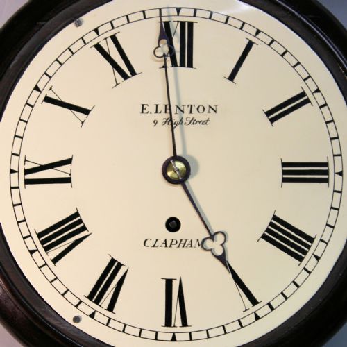 SMALL FUSEE DROPDIAL WALL CLOCK WITH A CHISEL BOTTOM MAHOGANY CASE 8 INCH DIALCIRCA 1878 - ADDITIONAL PHOTO 4