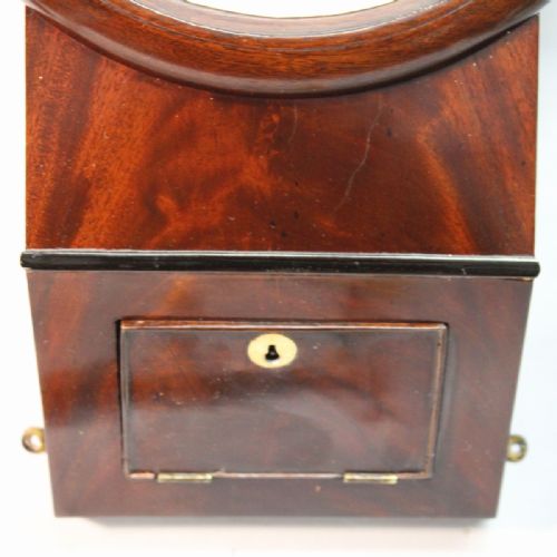 SMALL FUSEE DROPDIAL WALL CLOCK WITH A CHISEL BOTTOM MAHOGANY CASE 8 INCH DIALCIRCA 1878 - ADDITIONAL PHOTO 5