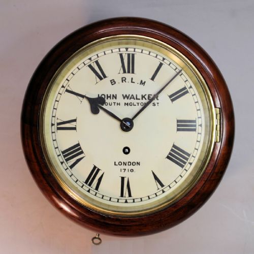 A BRITISH RAILWAYS FUSEE DIAL CLOCK WITH AN 8 DIAL BY JOHN WALKER LONDONCIRCA 1880