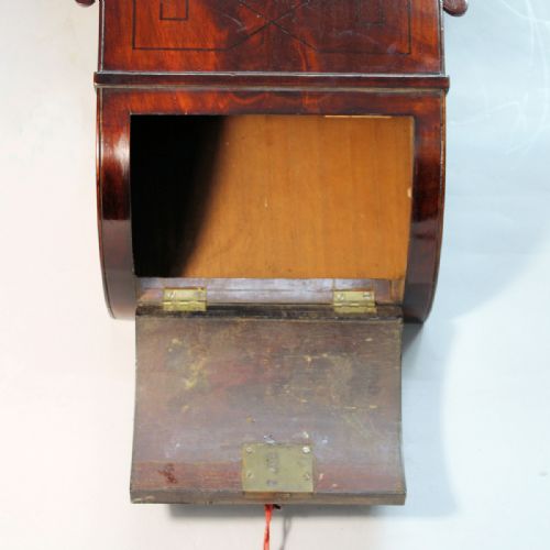 A SMALL REGENCY PERIOD ENGLISH FUSEE DROPDIAL WALL CLOCK WITH A WOODEN DIALCIRCA 1820 - ADDITIONAL PHOTO 5