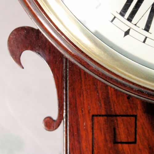 A SMALL REGENCY PERIOD ENGLISH FUSEE DROPDIAL WALL CLOCK WITH A WOODEN DIALCIRCA 1820 - ADDITIONAL PHOTO 6