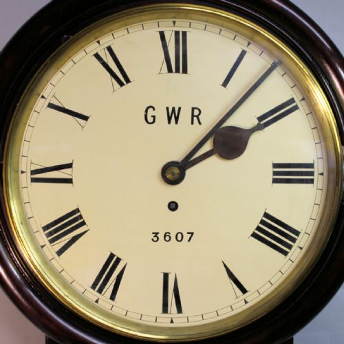 A GREAT WESTERN RAILWAY DROPDIAL FUSEE WALL CLOCK MAHOGANY CASE AND NUMBERED 3607CIRCA 1870 - ADDITIONAL PHOTO 3