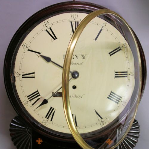 A FINE ENGLISH FUSEE DROPDIAL WALL CLOCK WITH A WOODEN DIAL REGENCY PERIODCIRCA 1820 - ADDITIONAL PHOTO 3
