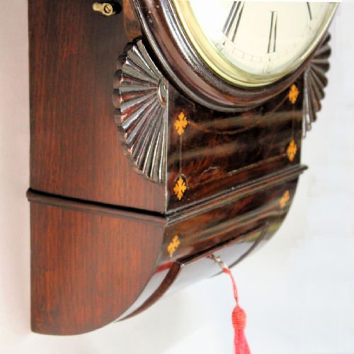 A FINE ENGLISH FUSEE DROPDIAL WALL CLOCK WITH A WOODEN DIAL REGENCY PERIODCIRCA 1820 - ADDITIONAL PHOTO 6