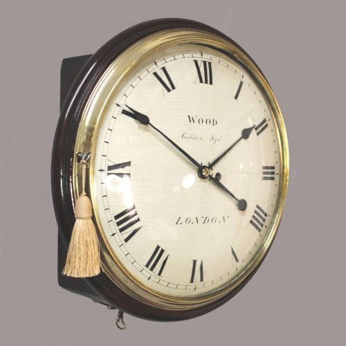 EARLY ENGLISH FUSEE DIAL CLOCK WITH A WOODEN CONVEX DIAL AND SHERATON STYLE BEZEL CIRCA 1820 - ADDITIONAL PHOTO 1
