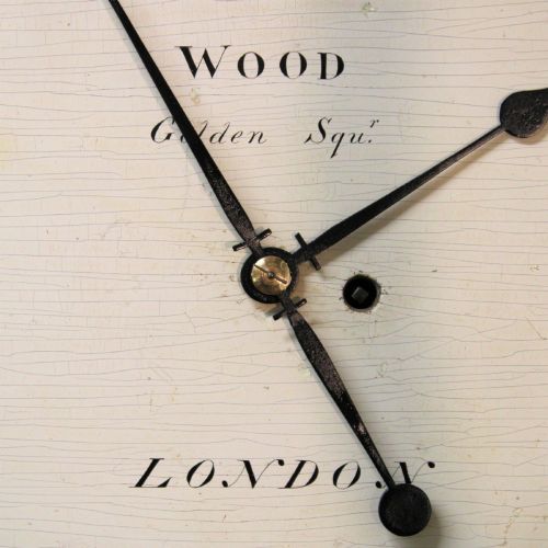 EARLY ENGLISH FUSEE DIAL CLOCK WITH A WOODEN CONVEX DIAL AND SHERATON STYLE BEZEL CIRCA 1820 - ADDITIONAL PHOTO 9