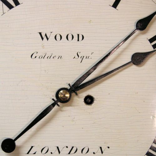 EARLY ENGLISH FUSEE DIAL CLOCK WITH A WOODEN CONVEX DIAL AND SHERATON STYLE BEZEL CIRCA 1820 - ADDITIONAL PHOTO 11