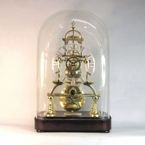 A RARE AND SMALL ENGLISH SKELETON CLOCK OF UNUSUAL STYLE BY RICHARD WINTER OF CHIEVELEY CIRCA 1860