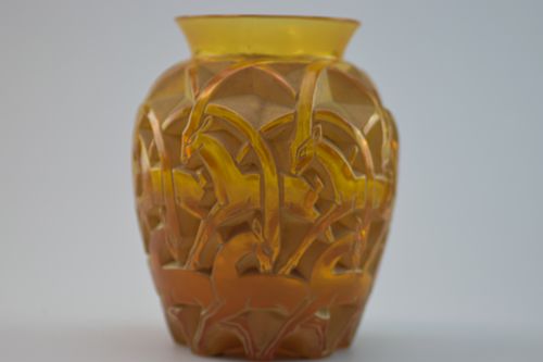 Rene Lalique Chamois Amber Glass Vase
