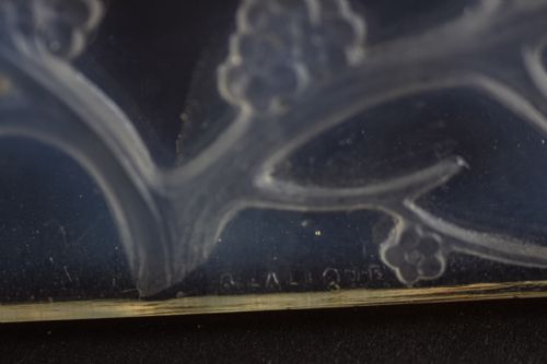fig 1. Rene Lalique Opalescent Inseparables Clock with Painted Dial