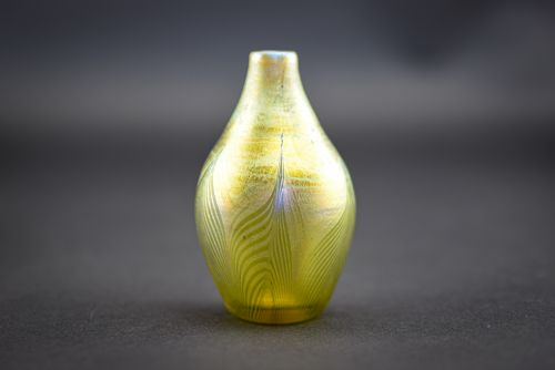 Tiffany Favrile Glass Miniature Pulled Feather Vase