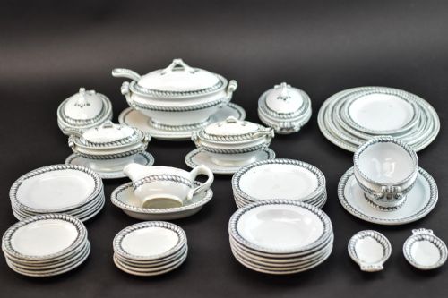 Childs Miniature Toy 53 Piece Victorian Staffordshire Dinner Service 1875
