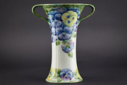 Moorcroft Twin Handled Pansy on White Vase C1911