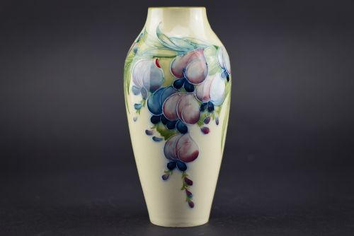 Moorcroft Wisteria on White Slender Vase C1912