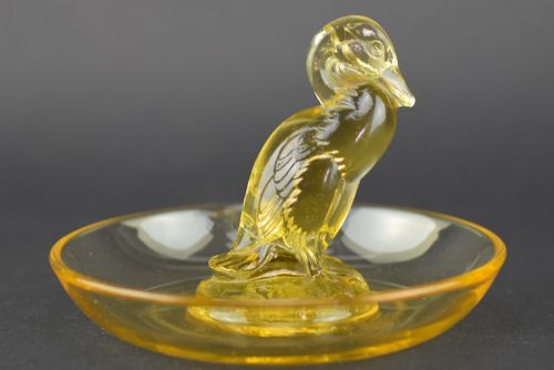 Rene Lalique Amber Glass Duck Pin Dish