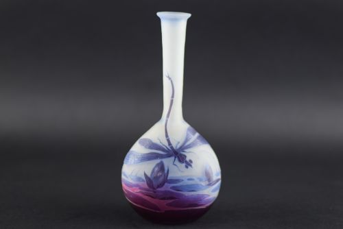 Galle Cameo Glass Dragonfly Vase C1900